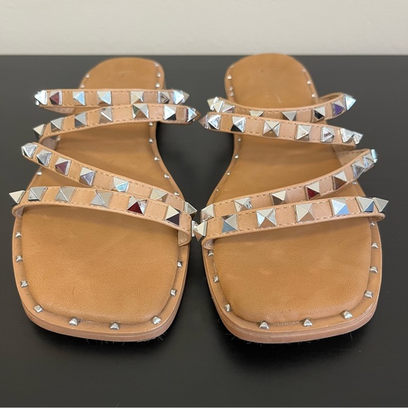 Nicole Miller Silver Studded Slide In Sandals - Picture 4 of 9